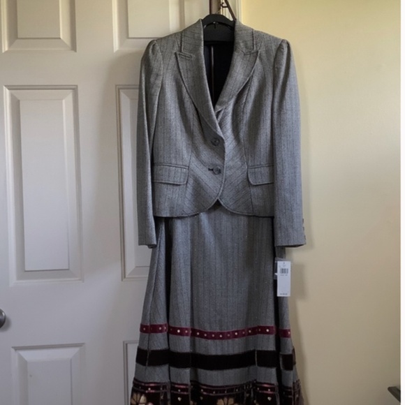 Context Vintage Wool Blend Suit Jacket/Blazer Striped Twill Gray SZ12P - Picture 8 of 16